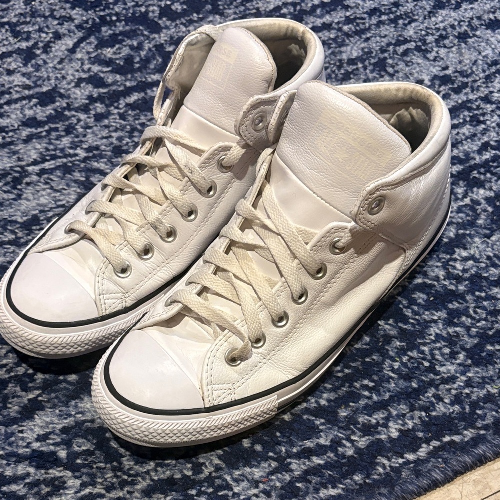 Converse Faux Leather White High-Top Sneakers